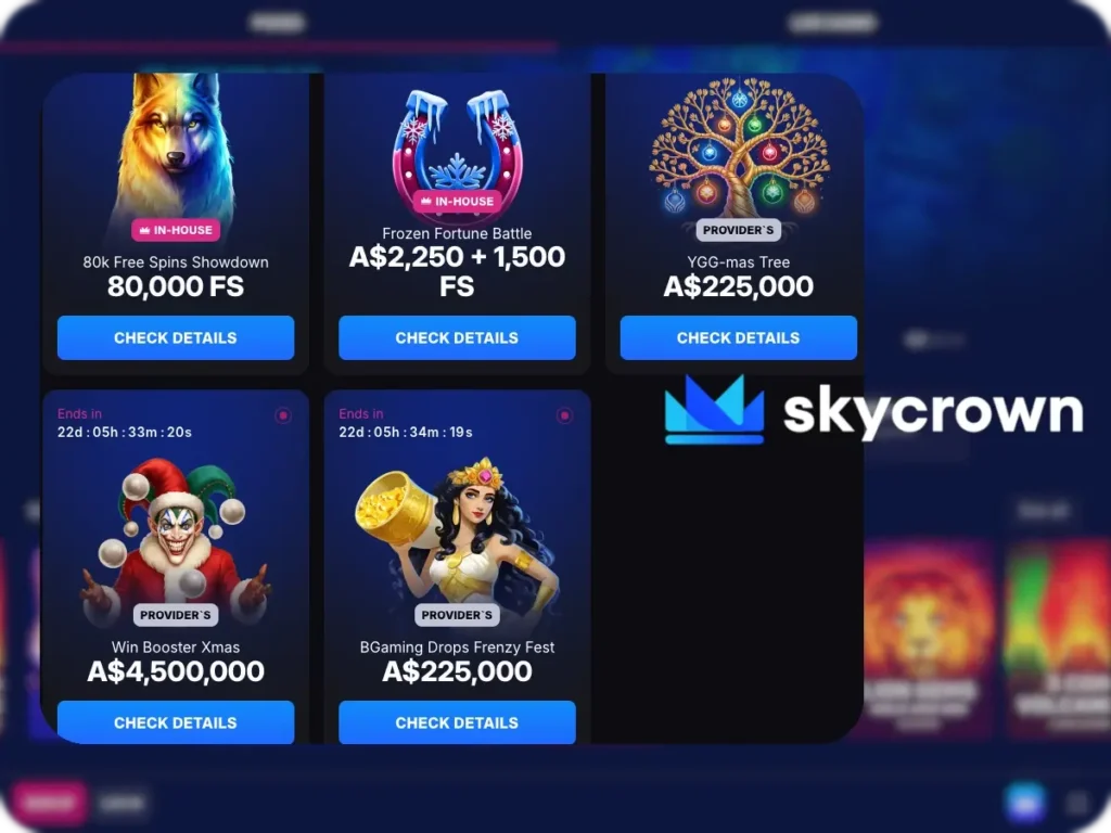 sky crown online casino available tournaments
